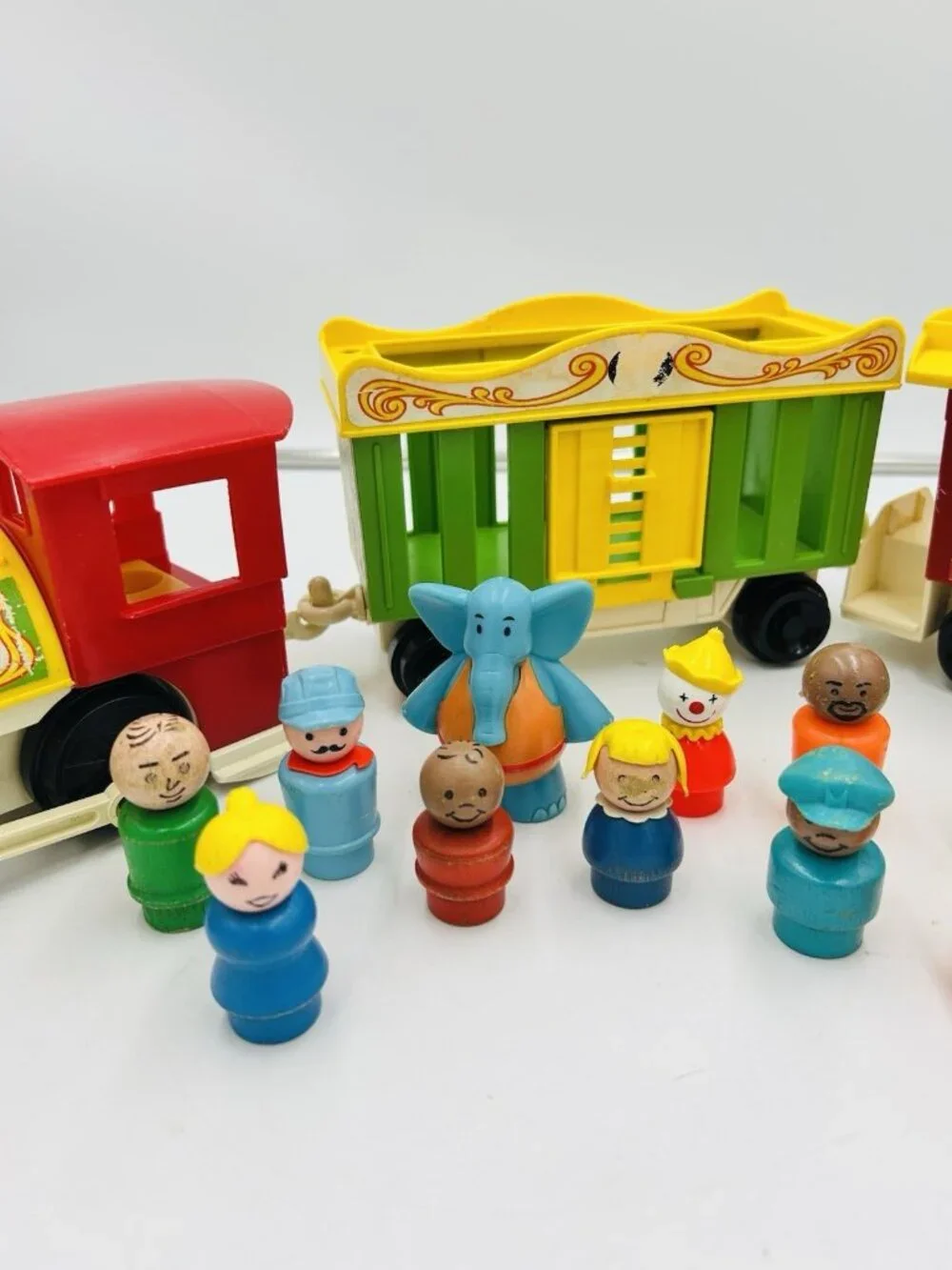 Vintage 1973 Fisher Price Little People Play Family Circus Train Set and Minibus